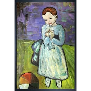 Child Holding a Dove by Pablo Picasso Studio Black Wood Framed Oil Painting Art Print 25.5 in. x 37.5 in.