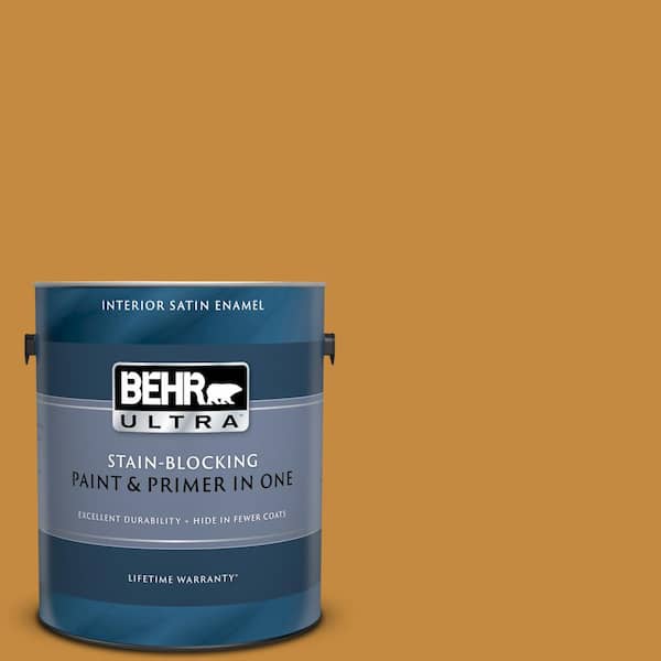 BEHR ULTRA 1 gal. #UL150-1 Golden Leaf Satin Enamel Interior Paint and Primer in One