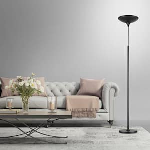 71 in. Black Satin LED Floor Lamp Torchiere with Energy Star