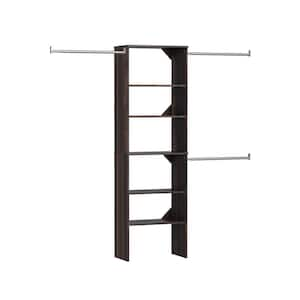 Style+ 84 in. W - 120 in. W Modern Walnut Wood Closet System