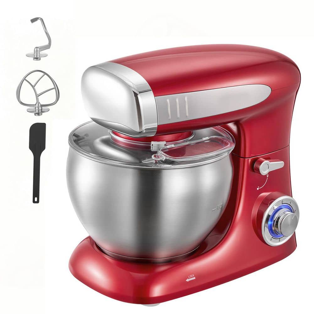 SVOPES 7.4 Qt. Tilt-Head Stand Mixer, 500W Electric Kitchen Mixer with 6-Speeds Pulse Function Includes Metallic Red