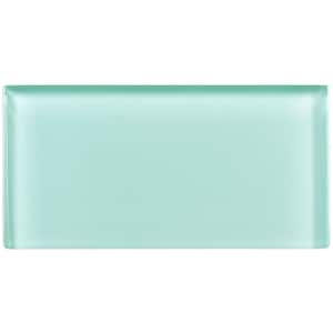 Enchant Joy Bewitch Aqua Blue Glossy 3 in. x 6 in. Smooth Glass Subway Wall Tile (1.83 sq. ft./Case)