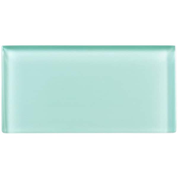 ANDOVA Enchant Joy Bewitch Aqua Blue Glossy 3 in. x 6 in. Smooth Glass Subway Wall Tile (1.83 sq. ft./Case)