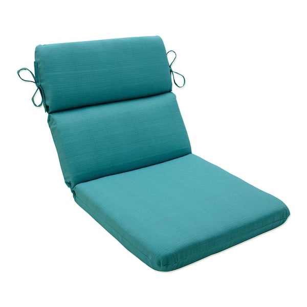 Pillow Perfect Solid Outdoor/Indoor 21 in W x 3 in H Deep Seat, 1-Piece Chair Cushion with Round Corners in Blue Forsyth