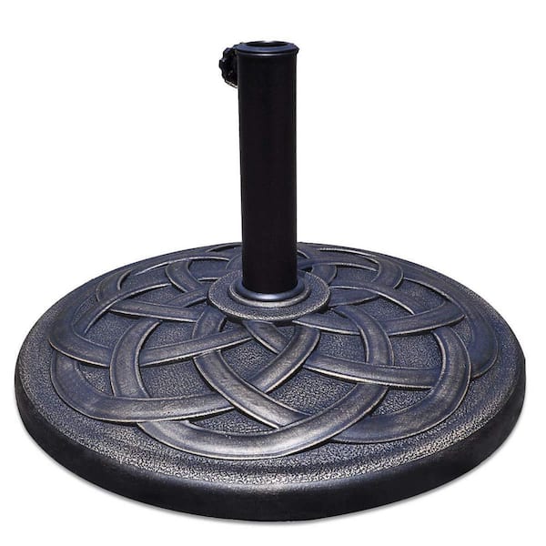 Alpulon Circle Weave Round Metal Patio Umbrella Base in Bronze