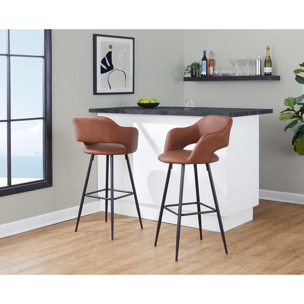 Margarite 30" Brown Metal Swivel Counter-Stool Set