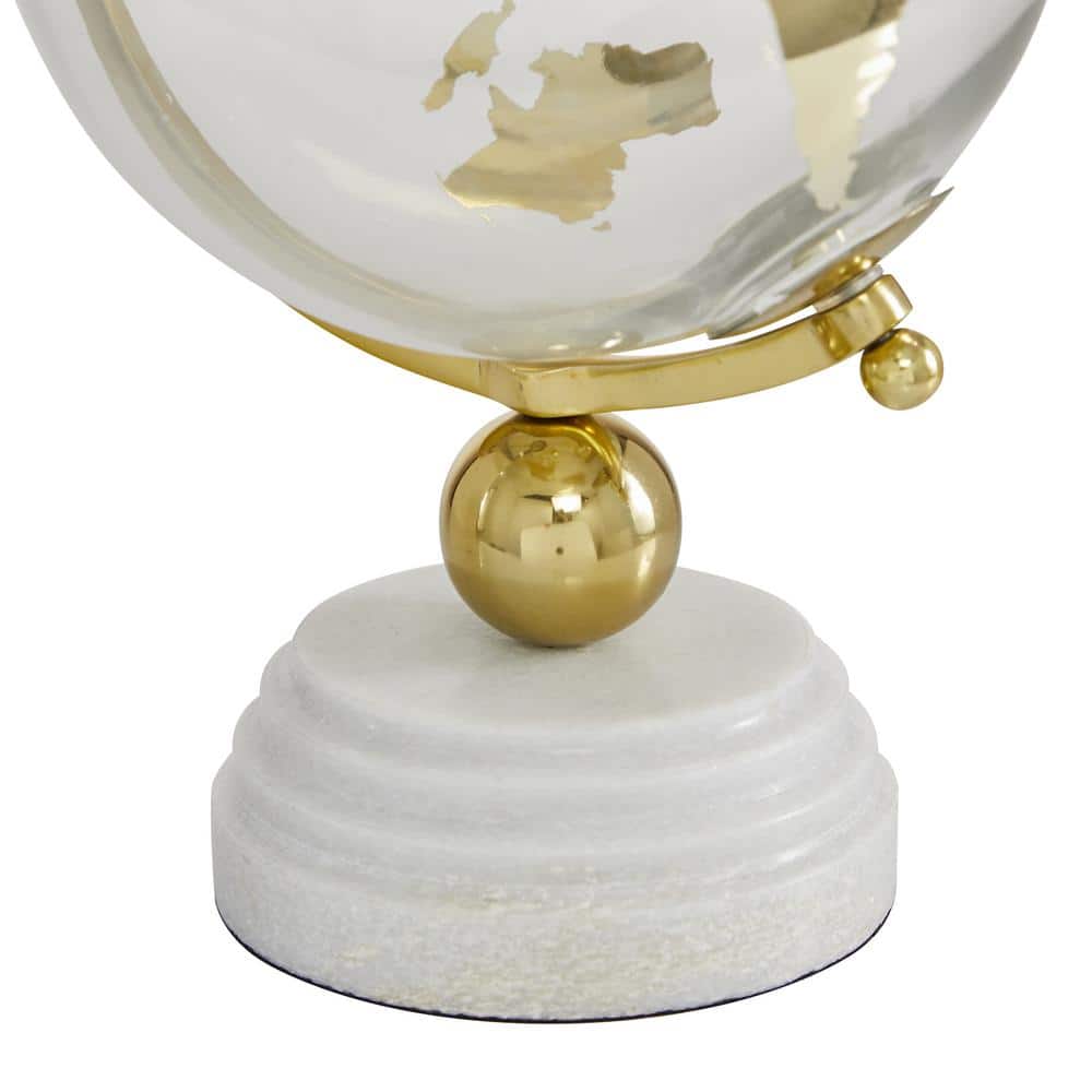 Elegant Gold Abstract Globe with Marble Stand, 8" x 13"