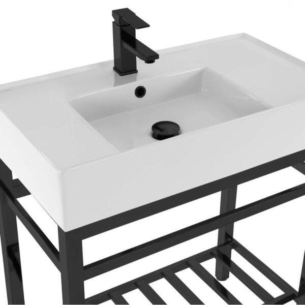 Nameeks Teorema 2 Ceramic White Console Sink and Leg Combo