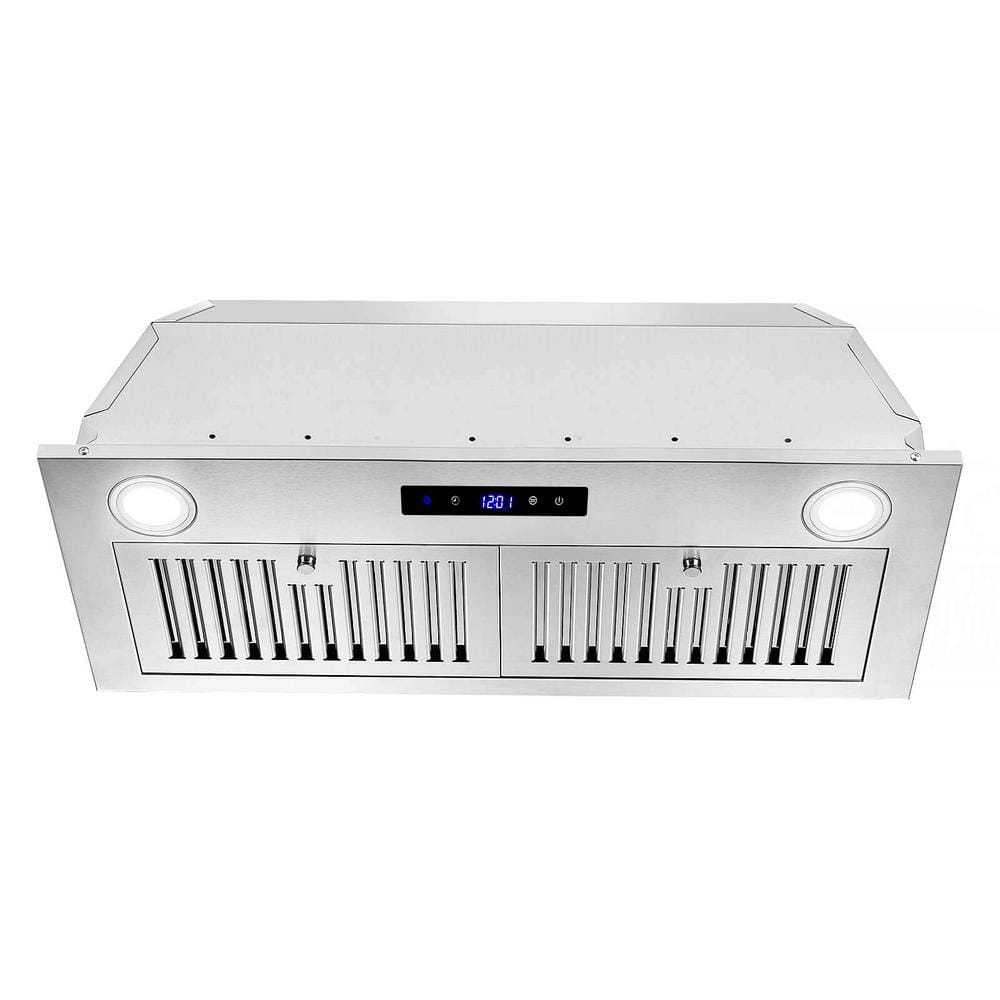 27.75 in. 600 CFM â€ŽDucted/Ductless Convertible Built-In/Insert Range Hood in Sliver w/Touch Control & Front LED Lights