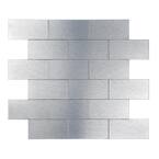 Subway Metal Brushed Silver Peel and Stick Backsplash Tile 11.3 in. x 11.1 in. ( 8.7 sq. ft./Pack)