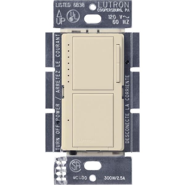 Lutron Maestro Dual Dimmer and Switch, For Incandescent Bulbs Only, 300-Watt/Single-Pole, Eggshell (MA-L3S25-ES)