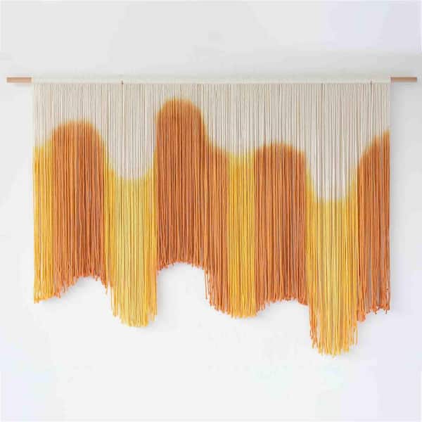 Unbranded Yellow 59 in x 37 in Cotton Dip-Dyed Bohemian Tapestry