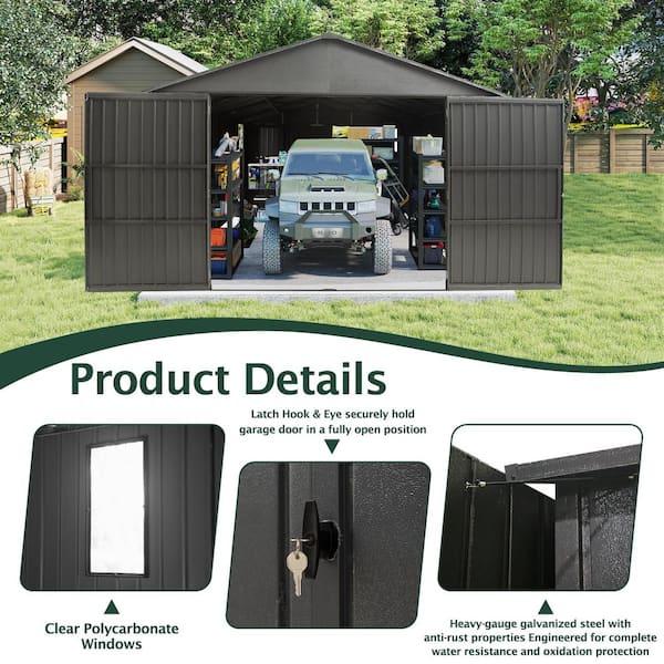 domi outdoor living 240 sq. ft. 12 ft. x 20 ft. Metal Storage Shed