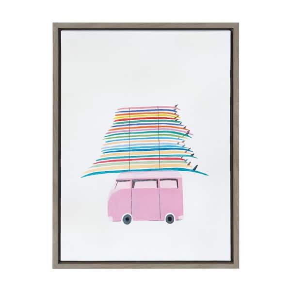 Kate and Laurel Sylvie Beachbound & Down by Rachel Dowd Framed Canvas Beach Art Print 24 in. x 18 in.