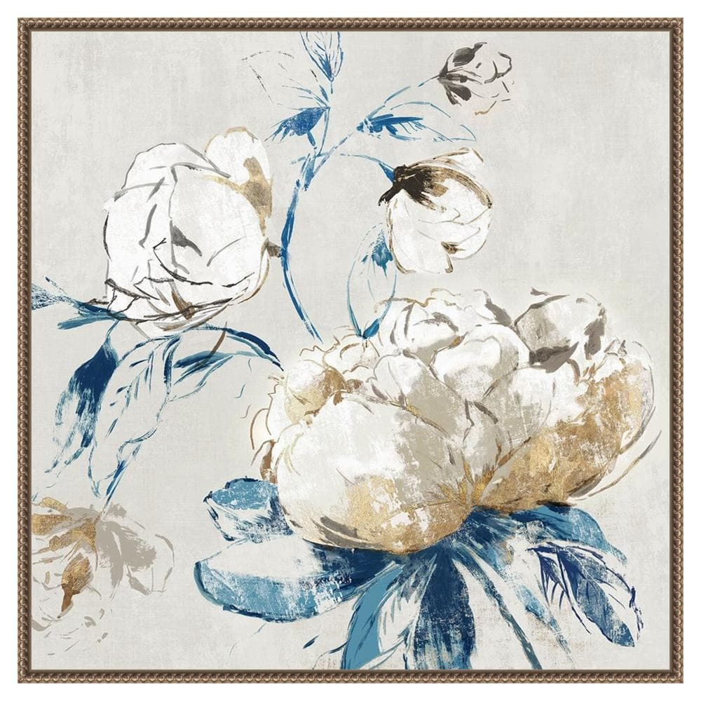 Gold Rosa II 30" Floral Canvas Print with Bronze Frame