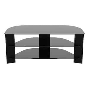 Reflections 43 in. Black Engineered Wood Corner TV Stand Fits TVs Up to 55 in. with Cable Management