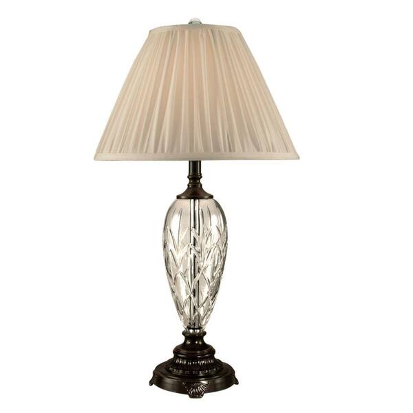 Dale Tiffany 29.25 in. Lucy Oil-Rubbed Bronze Table Lamp with Crystal Shade