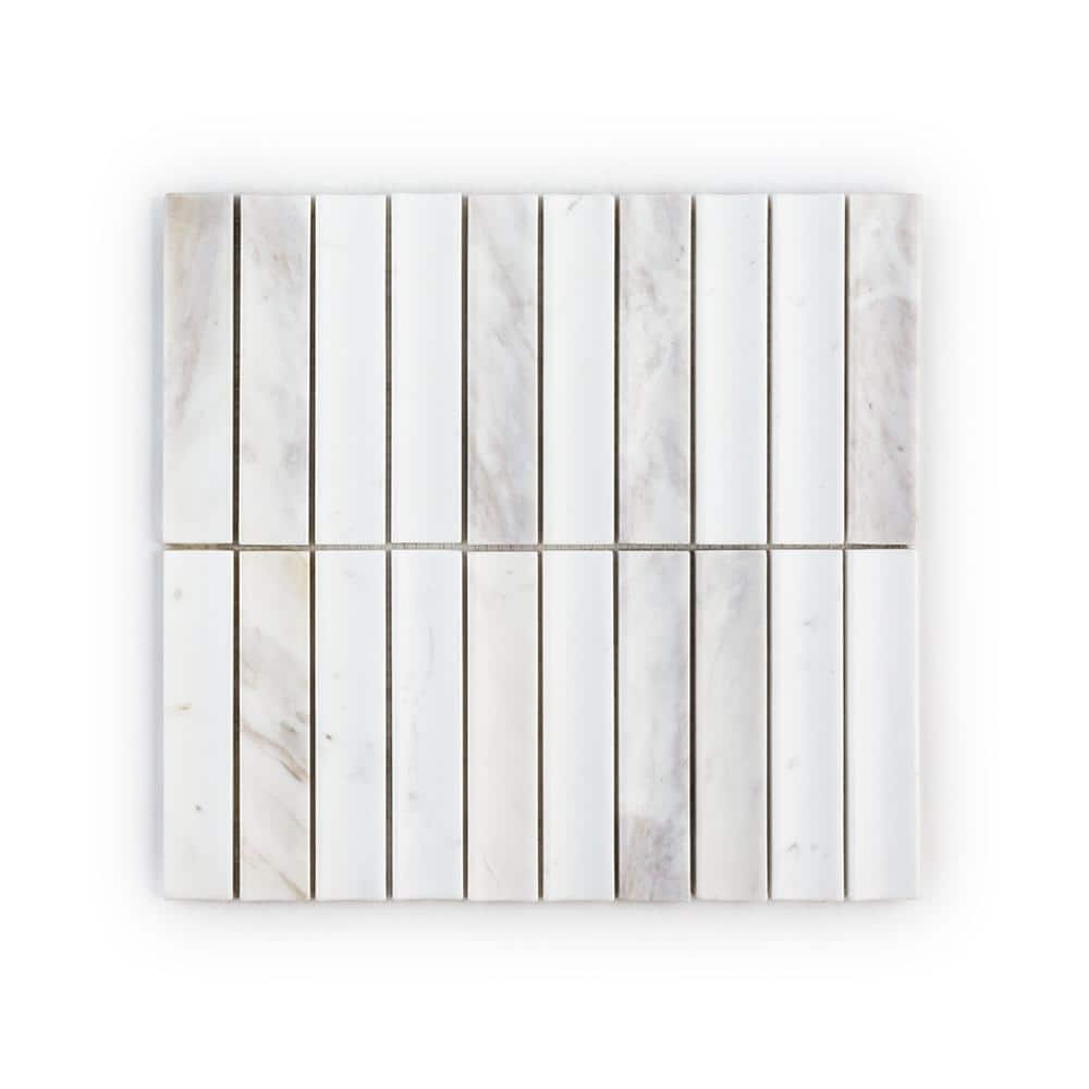 Seismic Volakas White 11.625 in. x 12.375 in. Fluted Honed Marble Wall Mosaic Tile (9.99 sq. ft./Case) price history on PriceWatchPro