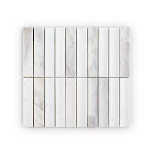 Seismic Volakas White 11.625 in. x 12.375 in. Fluted Honed Marble Wall Mosaic Tile (9.99 sq. ft. /Case)