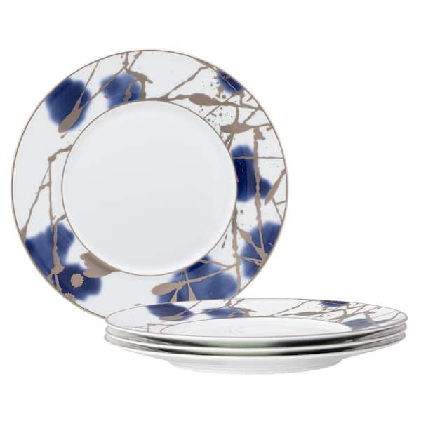Noritake Jubilant Days Platinum 8.75 in. (Platinum) Porcelain Salad Plates, (Set of 4)