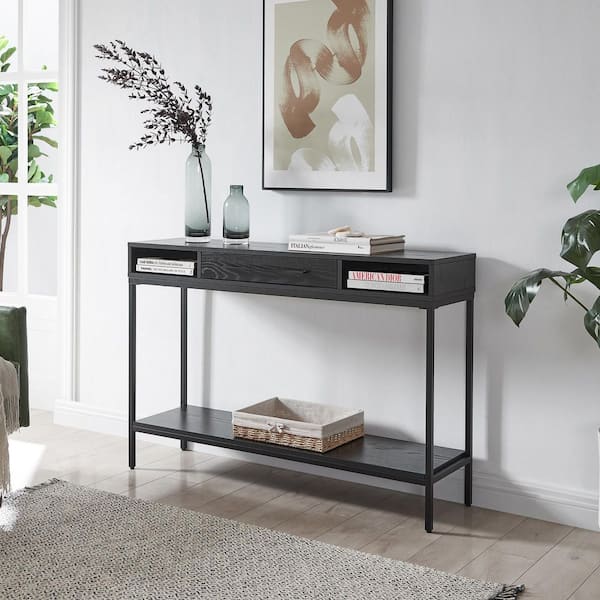 Meyer&Cross Arroyo 45 in. Blackened Bronze and Black Grain Rectangular Composite Console Table