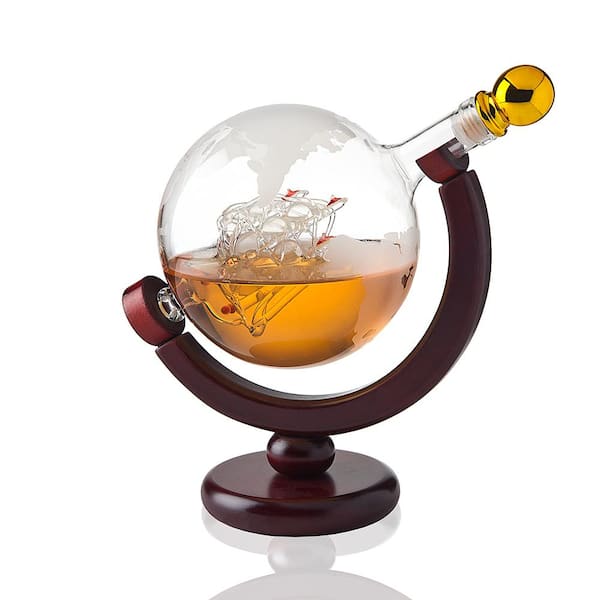 Godinger Globe Crystal Decanter with Gold - The Home Depot