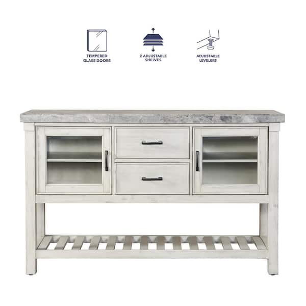Steve Silver Canova Weathered White Marble Top Server CV500SV