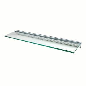 Glacier Clear Glass Shelf with Silver Bracket Shelf Kit (Price Varies By Size)