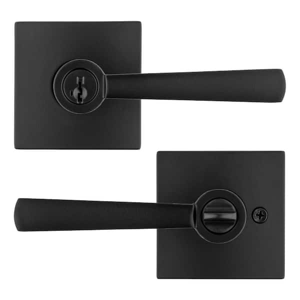 Baldwin Spyglass Front Entry Handleset with Interior Lever, Featuring  SmartKey Deadbolt Re-Key Technology and Microban Protection, in Matte Black 