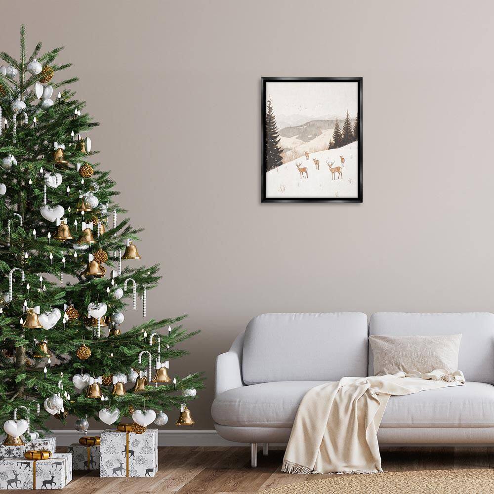 Winter Deer Mountain View by Arlington Prints Black Floater Frame Nature Graphic Art Print 31 in. x 25 in. price history on PriceWatchPro