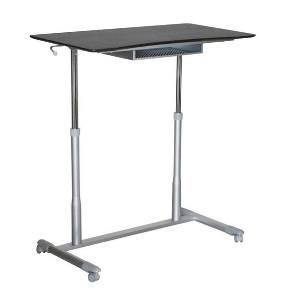 Nyhus Octavia 42 in. Espresso Mobile Sit-Standing Desk with Silver Steel Base
