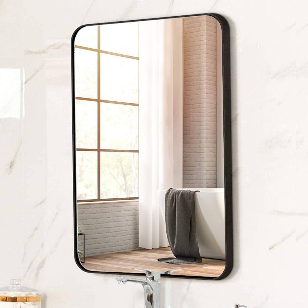 22 in. W x 30 in. H Rectangular Metal Framed Wall Mounted Bathroom Vanity Mirror in Black price history on PriceWatchPro