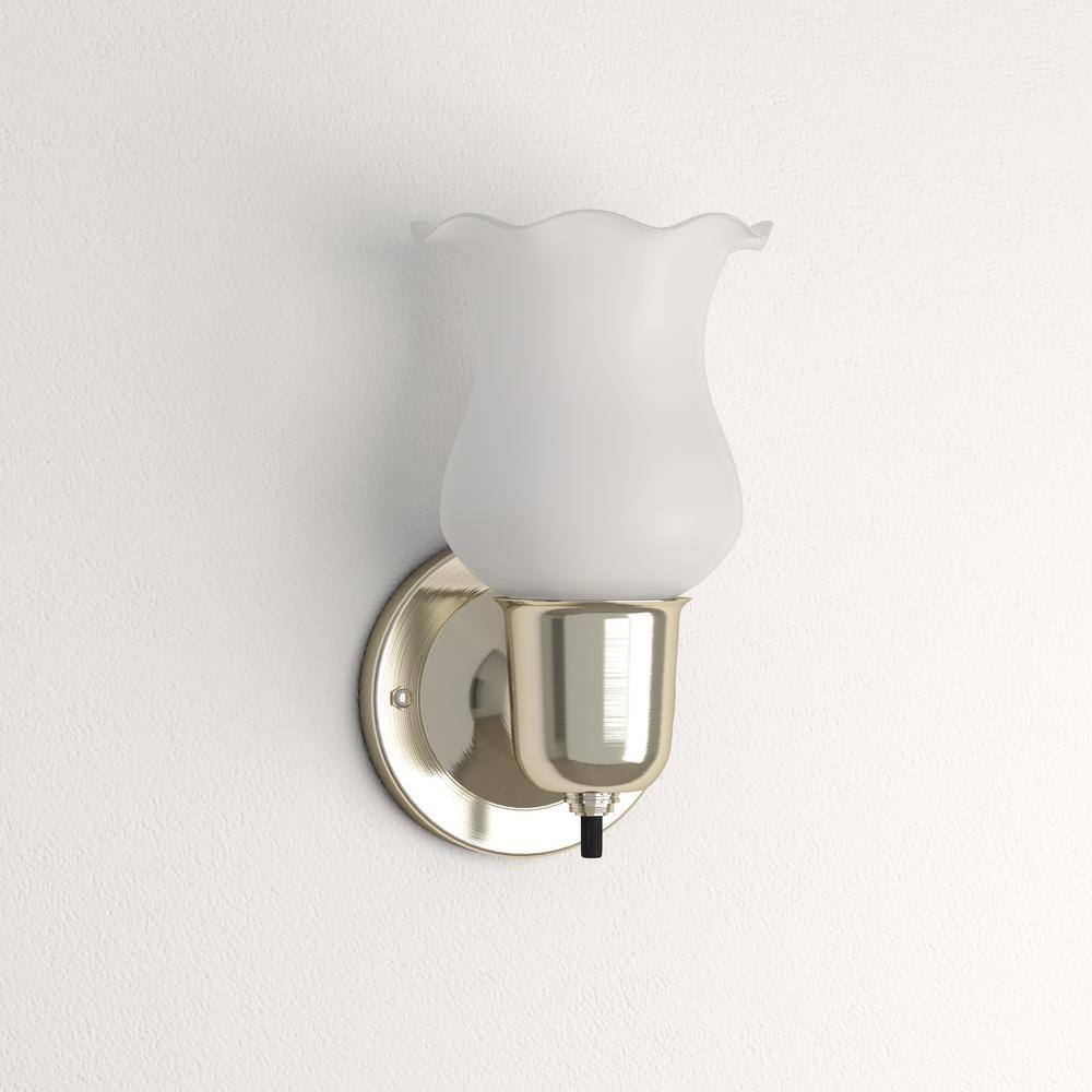 Sleek Brushed Nickel Wall Sconce with White Opal Glass