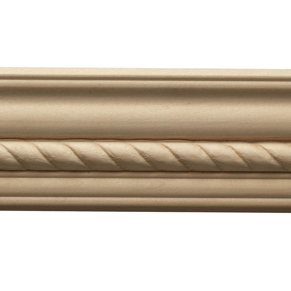 4-ft Unfinished White Hardwood Rope Crown Moulding