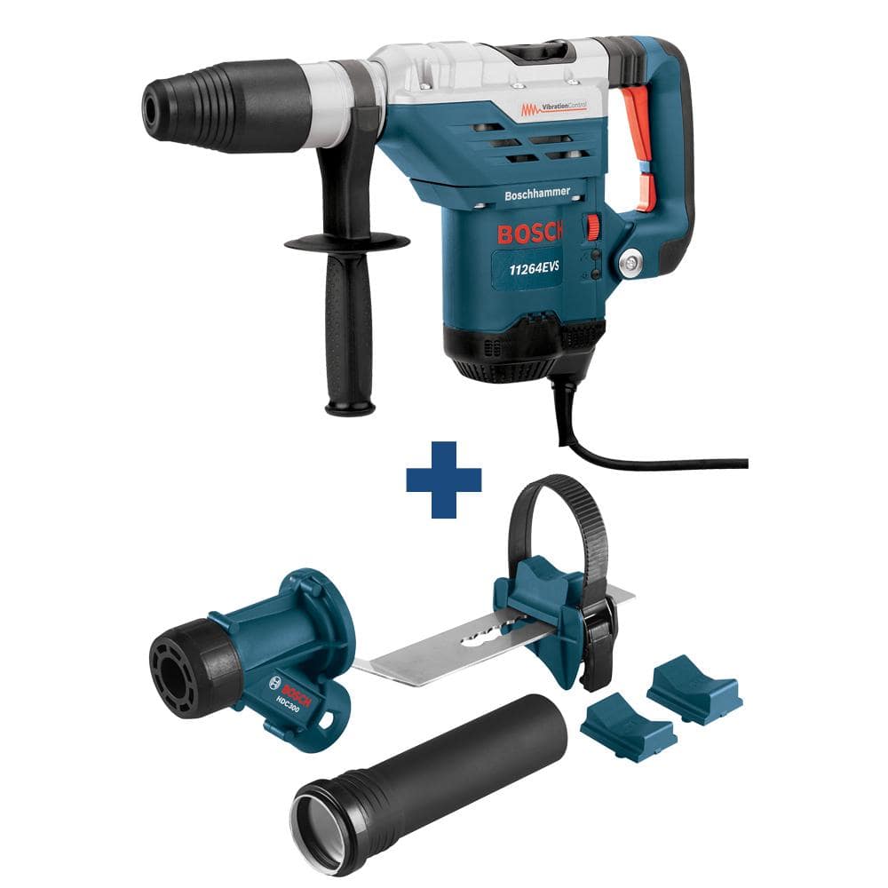 Bosch 13 Amp 1-5/8 in. SDS-Max Corded Rotary Hammer Drill with Handle,  Case, Bonus SDS-Max, Spline Chiseling Dust Attachment 11264EVS+HDC300 - The  