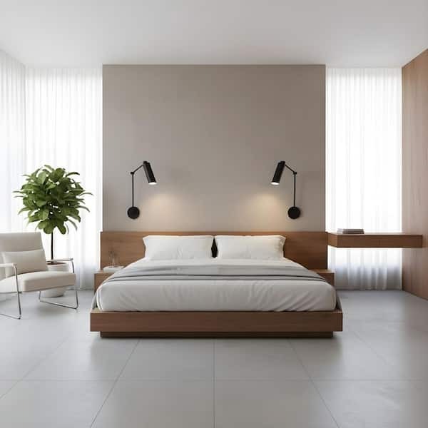 Frasar Large 1-Light Midnight Black One Arm Wall Sconce with Midnight Black Steel Shade