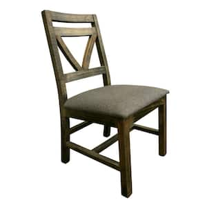 Gray and Brown Fabric Padded Seat Dining Chair (Set of 2)