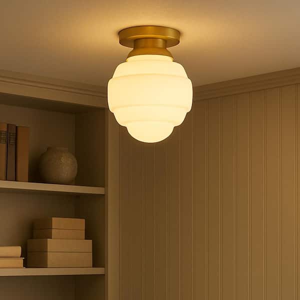 Penny 12.0 in. 1 Light Lacquered Brass Flush Mount