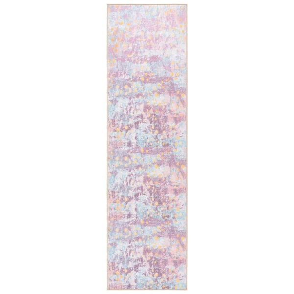 Kids Playhouse 2 ft. x 6 ft. Purple/Light Blue Starry Marle Runner Rug