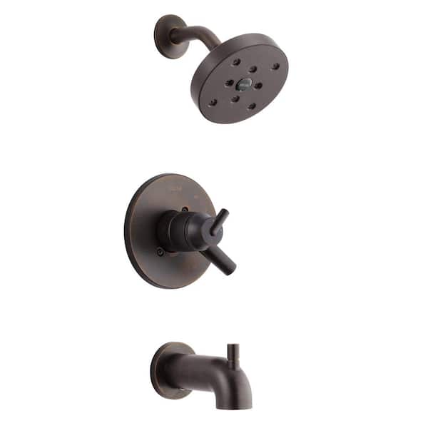 Delta Trinsic 1-Handle Wall Mount Tub and Shower Faucet Trim Kit in Venetian Bronze with H2Okinetic (Valve Not Included)