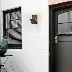 11 in. Matte Black Modern LED Outdoor Hardwired Wall Lantern Sconce