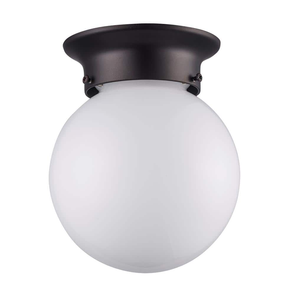 Dash 6" Rubbed Oil Bronze Glass Globe Flush Mount