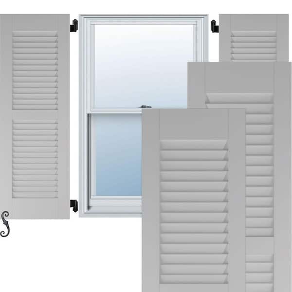 Ekena Millwork 18 in. W x 70 in. H Americraft 2 Equal Louver Exterior Real Wood Shutters Per Pair in Primed