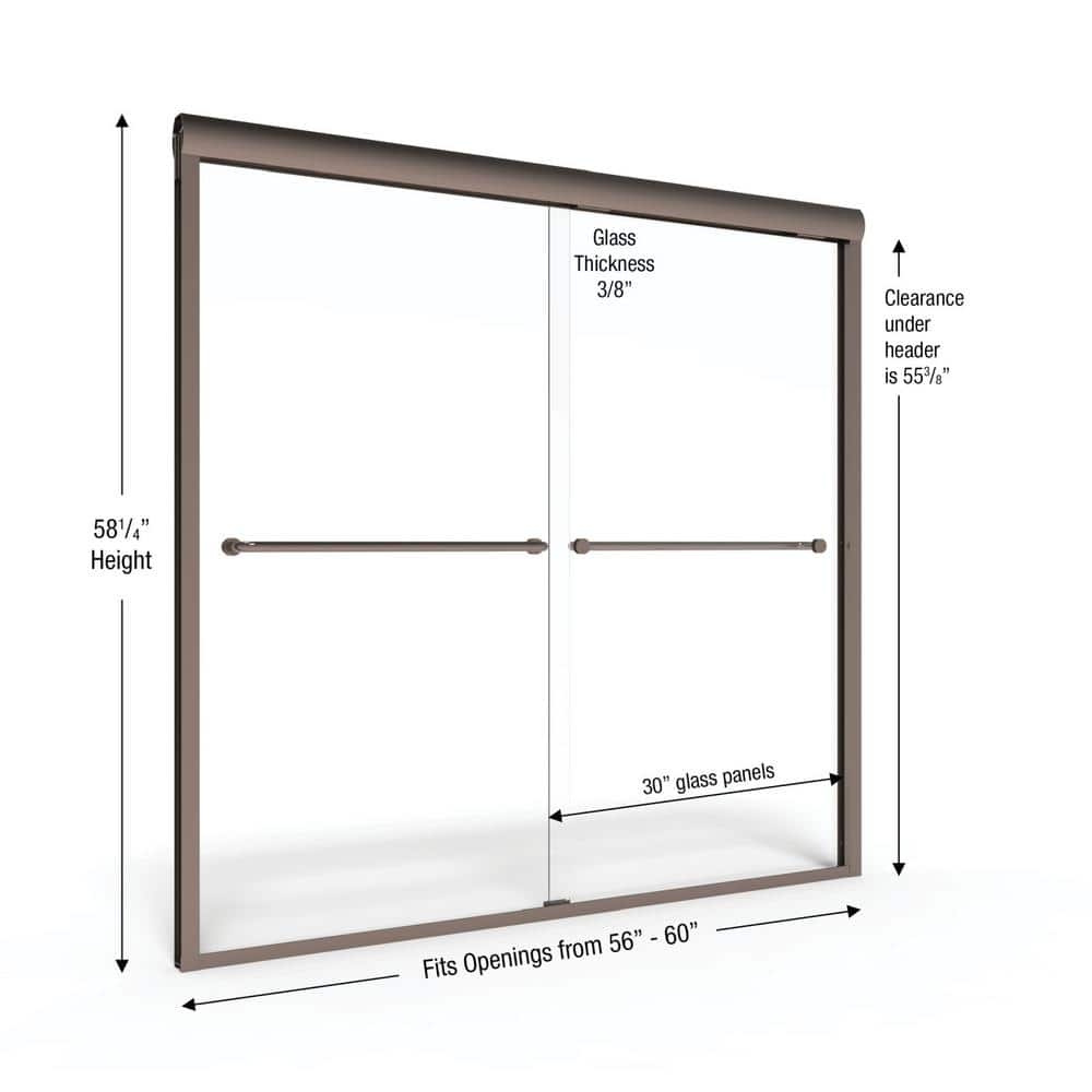 Celesta 60" Oil Rubbed Bronze Semi-Frameless Sliding Tub Door with Clear Glass