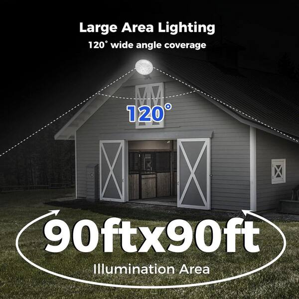 AIKVSXER 24000LM 6500K Daylight Dusk to Dawn Black Integrated LED