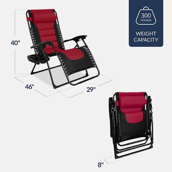 Best Choice Products Oversized Padded Zero Gravity Burgundy Red