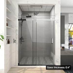 60 in. W x 76 in. H Single Sliding Frameless Corner Shower Enclosure in Chrome with Clear Glass