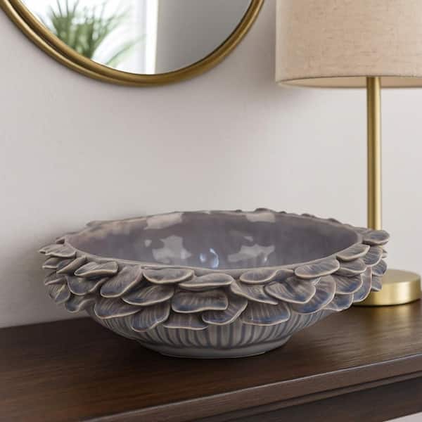 Kiana Gray Round Ceramic 11.5 in. Decorative Bowl