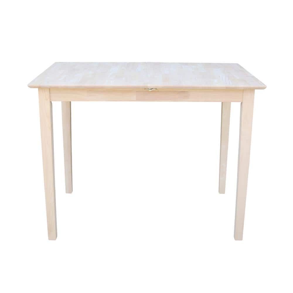 Casual Shaker-Style Extendable Counter Height Dining Table in Unfinished Wood