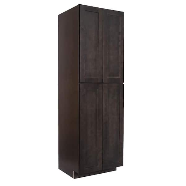LIFEART CABINETRY Lancaster Shaker Assembled 30 in. x 96 in. x 27 in. Tall Pantry Cabinet in Vintage Charcoal